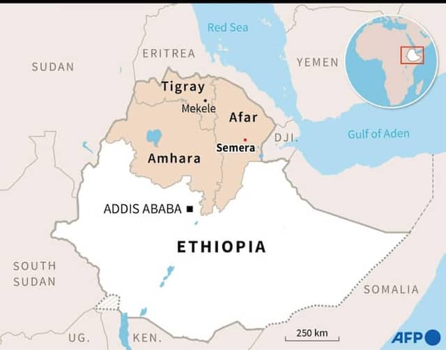 Drone strike on Tigray displacement camp kills at least eight, AFP reports